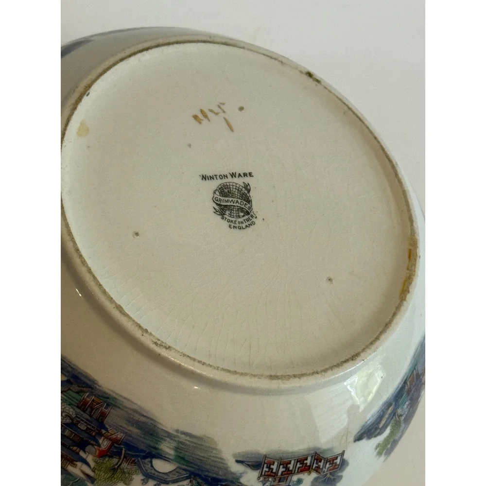 Rare Antique Royal Winton Grimwades Japan Large Asian Bowl England Vase Round‎